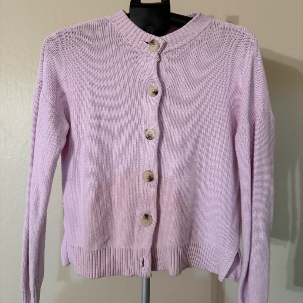 CeCe Light Purple pink Button-Up Cardigan
